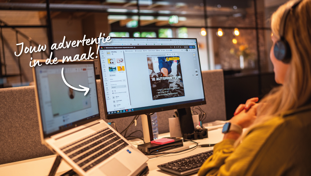 Kristel die bezig is met het maken van een social boost